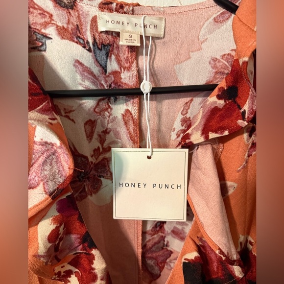 Honey Punch Orange Wrap Blouse with Ruffled Long Sleeves - Picture 3 of 4